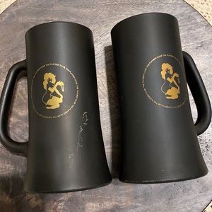2 Vintage The Playboy club Chicago beer mugs steins frosted Black gold 1960’s